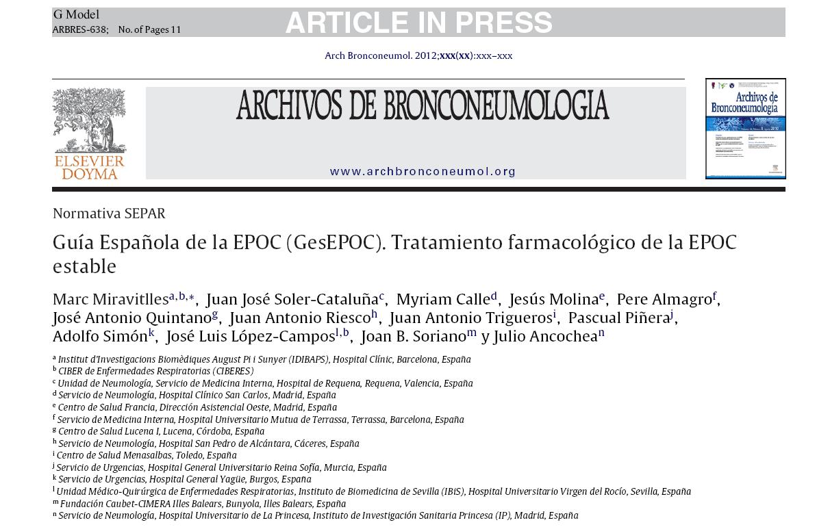 Tratamiento de la EPOC estable según la guía GesEPOC | Ágora ...